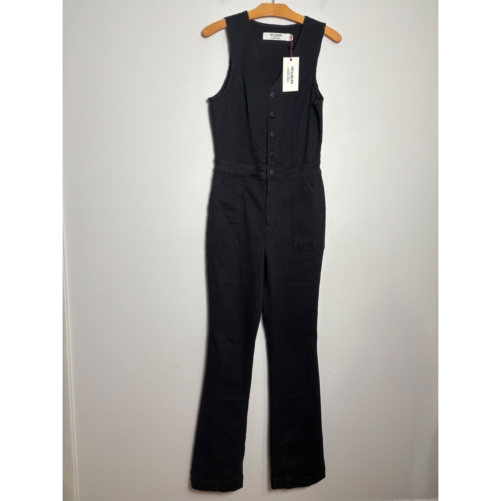 Idyllwind Womens Jumpsuit Medium Black Stretch Denim Flare Leg Western Cowgirl